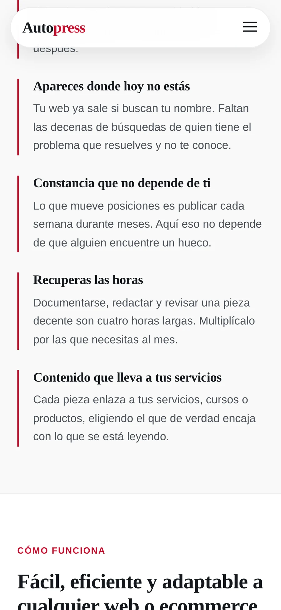 Beneficios de Autopress en móvil