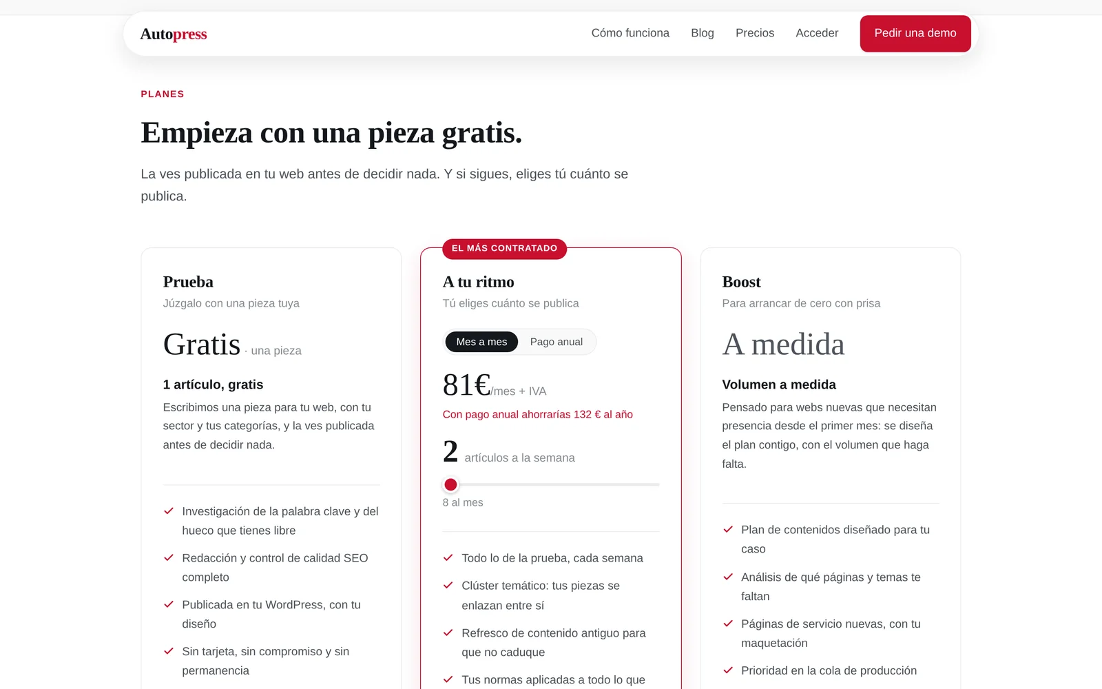 Planes de Autopress: prueba gratis, a tu ritmo y boost