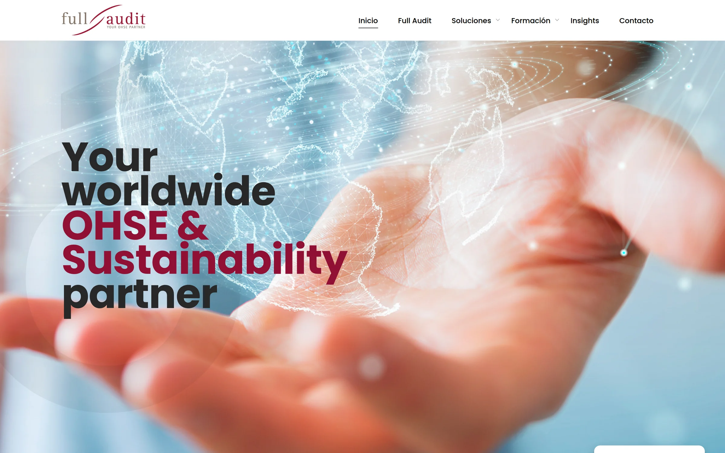 Portada de Full Audit con el titular «Your worldwide OHSE & Sustainability partner»