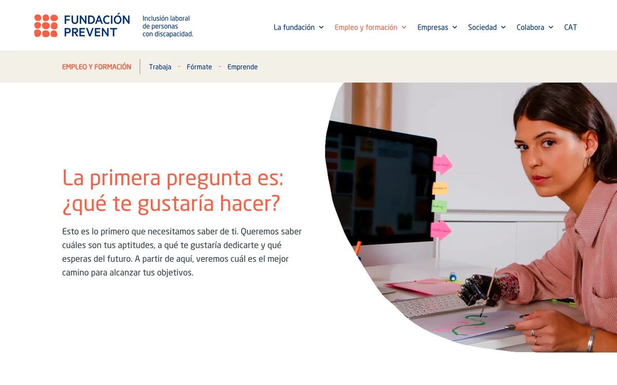 Empleo y formación en la web de Fundación Prevent