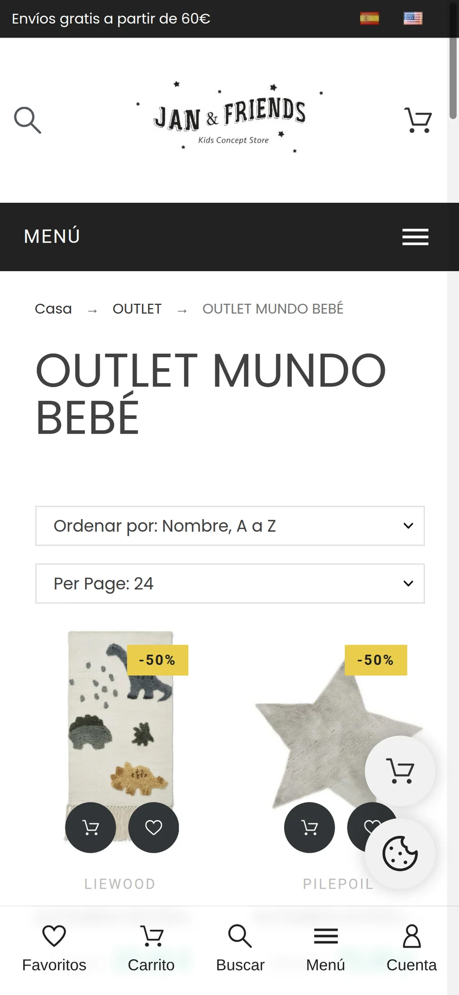 Categoría del outlet de Jan & Friends en móvil