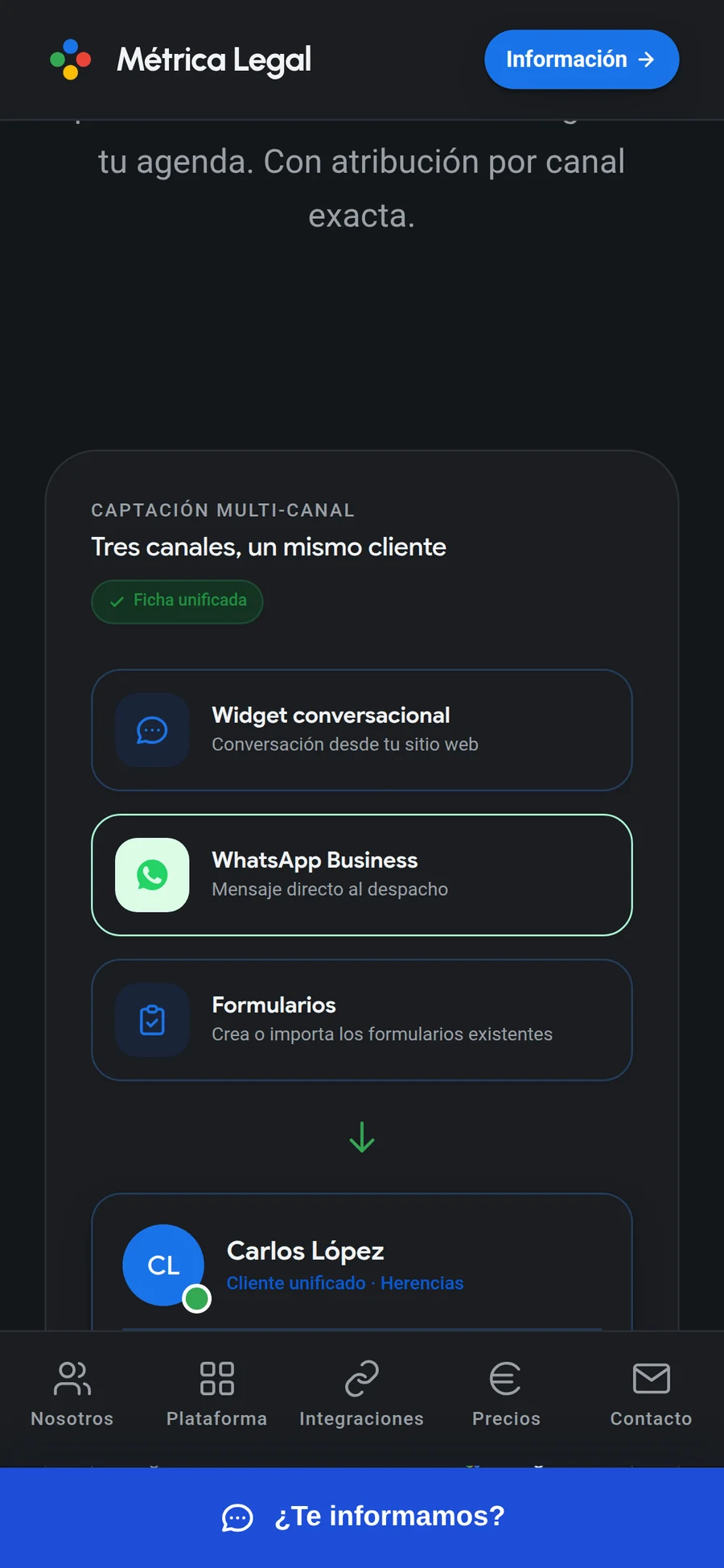 Captación multicanal de Métrica Legal en móvil