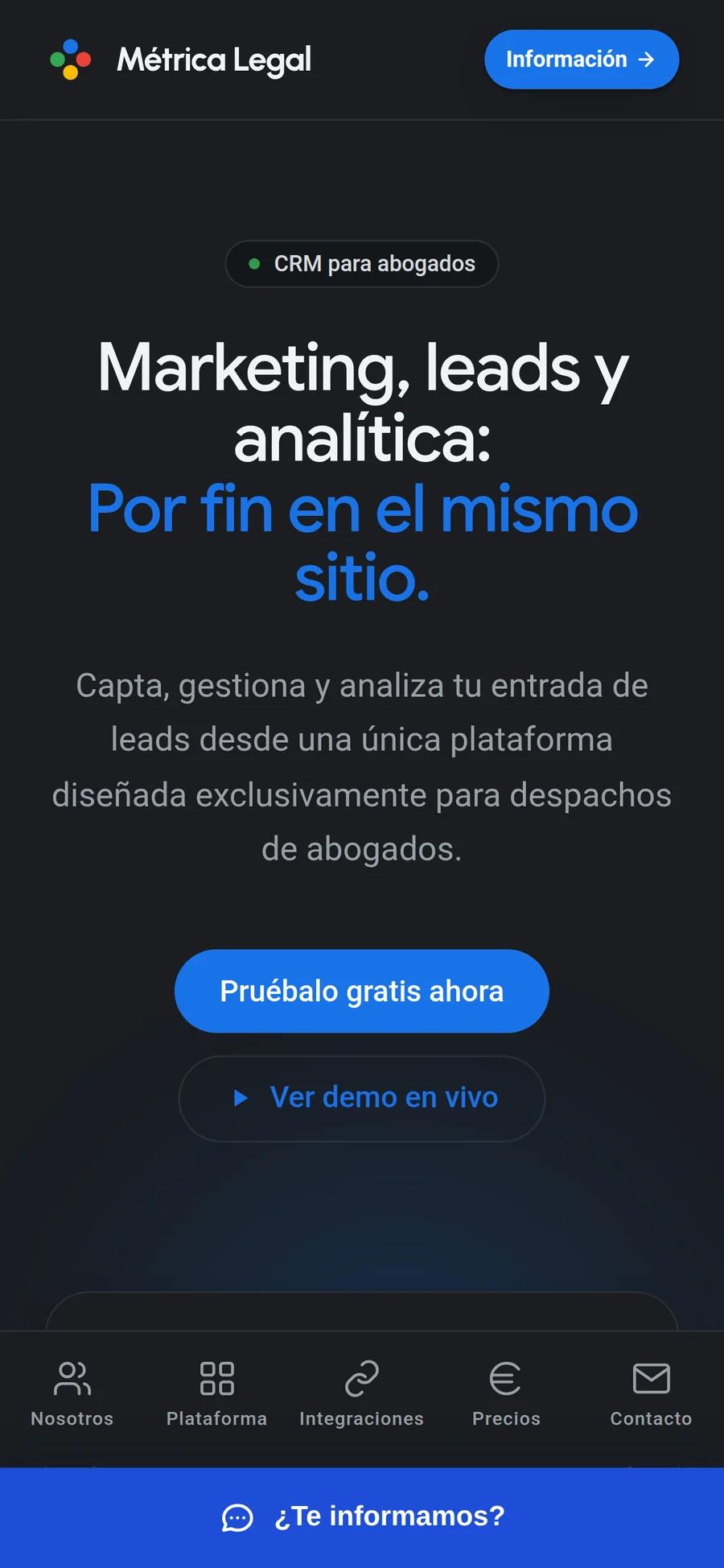 Portada de Métrica Legal en móvil