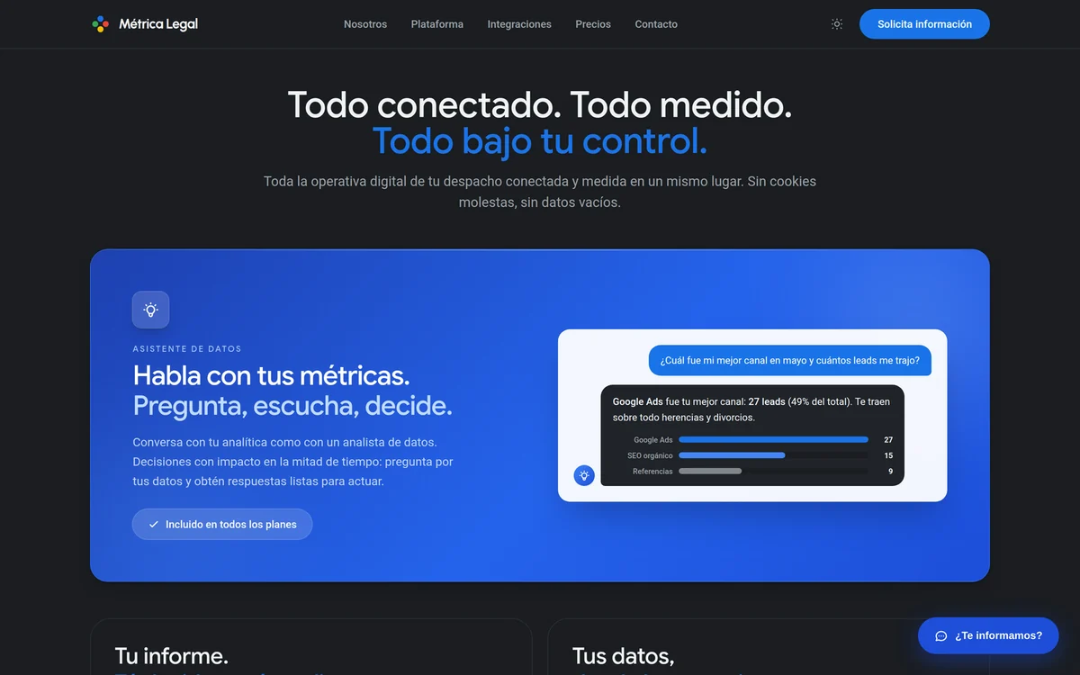Métricas en la plataforma Métrica Legal