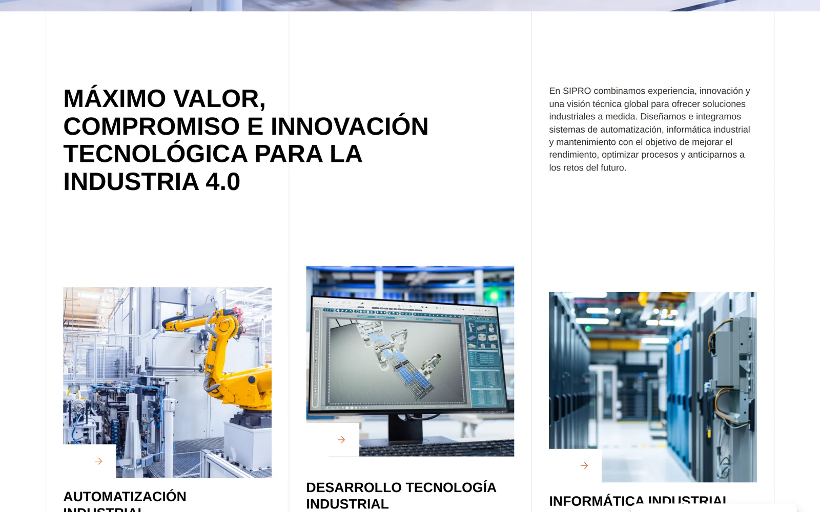 Sección de propuesta de valor y áreas de solución de Sipro