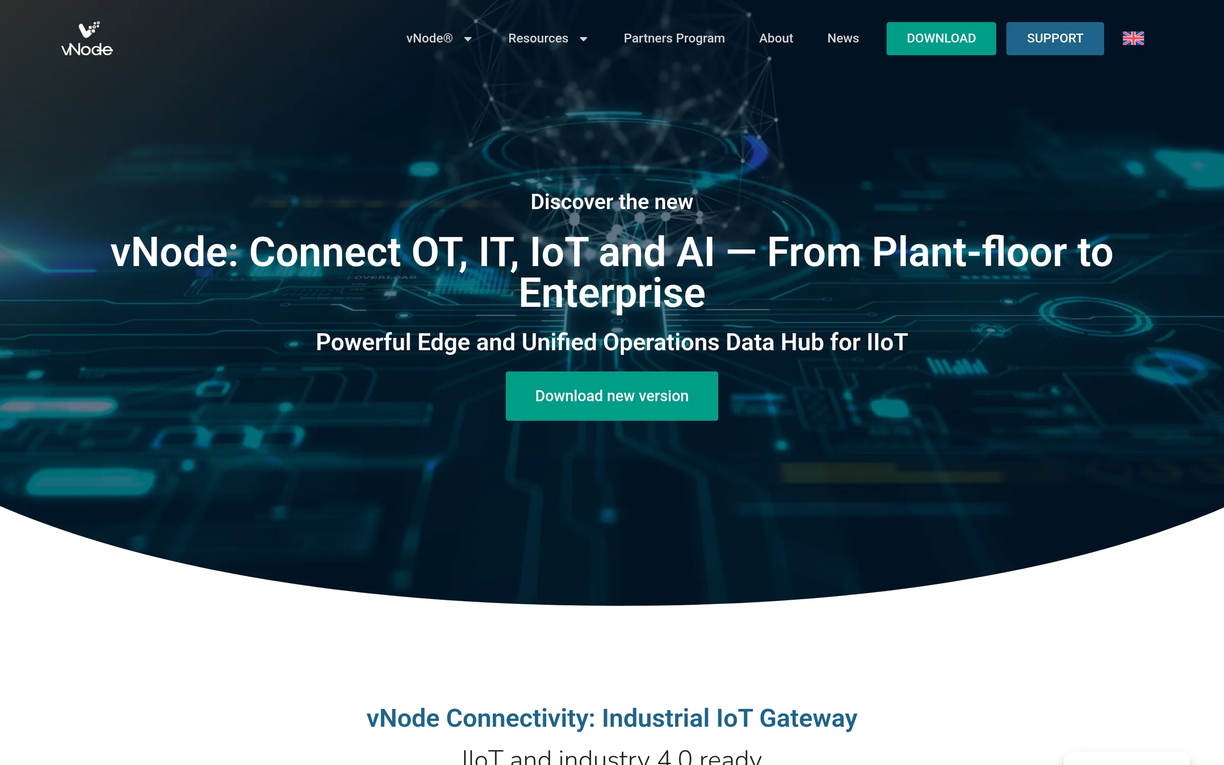 Portada de vNode con el titular «Connect OT, IT, IoT and AI — From Plant-floor to Enterprise»